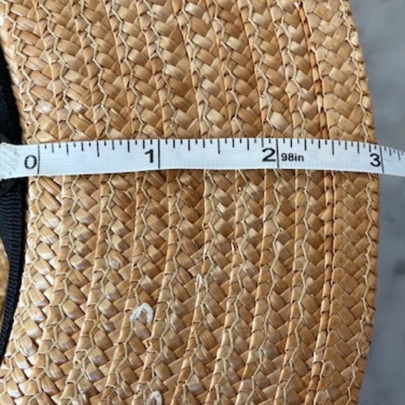 LAURA ASHLEY Vintage Straw Boater Hat with Navy White Ribbon Accent OS - Picture 16 of 16